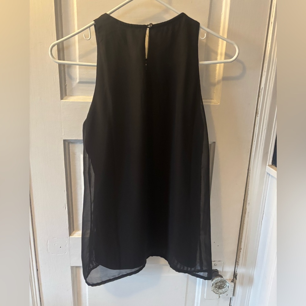 BKE Black Beaded Mesh Yoke Tank Top - Picture 3 of 6